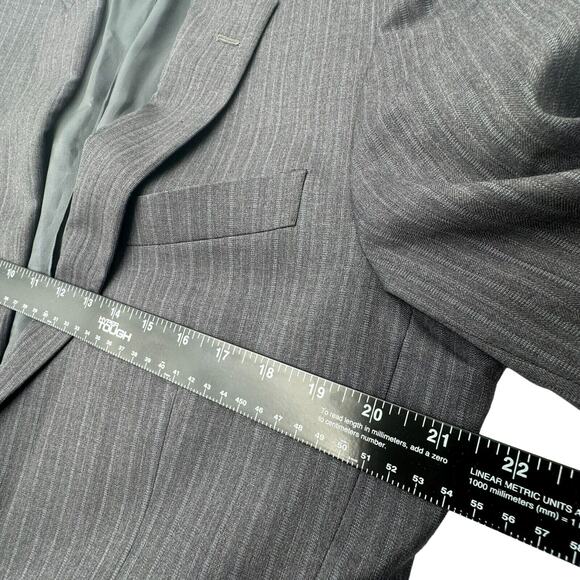 BROOKS BROTHERS Mens 43L Charcoal Gray Stripe Wool Blazer Suit Jacket 1818 Italy - Picture 12 of 14